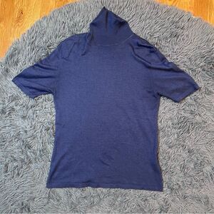 Giorgio’s of Palm Beach Blue Cashmere Silk Turtleneck Short Sleeve Top Size S